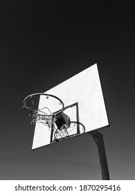  black   white photo basketball hoop