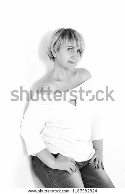 Black White Photo Beautiful Adult Woman Stock Photo Edit Now