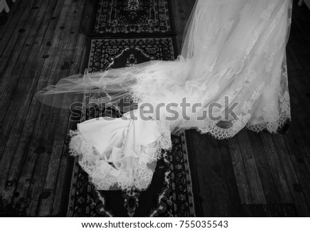 Similar – sad bride in wedding dress and long veil