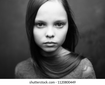 Black White Portrait Sad Girl Stock Photo (Edit Now) 395269384