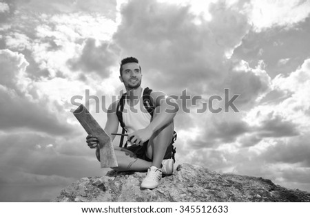 Similar – Image, Stock Photo man climbed a metal tower