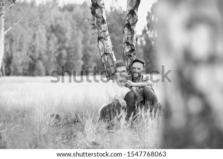 Similar – Portrait of a young man in nature