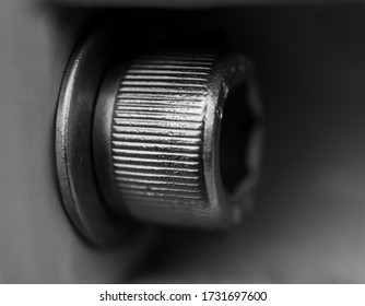 Black and white photo of a metal bolt - Shutterstock ID 1731697600