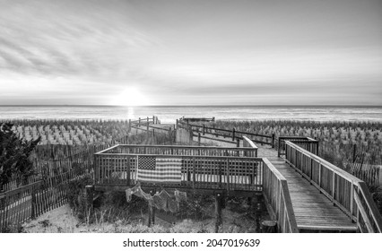 A Black And White Photo Of Sunrise From Bay Head, NJ.