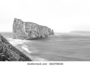 Black And White Photography Of The Percé Rock, On The Tip Of The Gaspé Peninsula In Québec