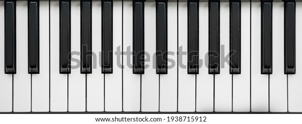 Black and White Piano Keys Taken From Above as a\
Flat Lay Image