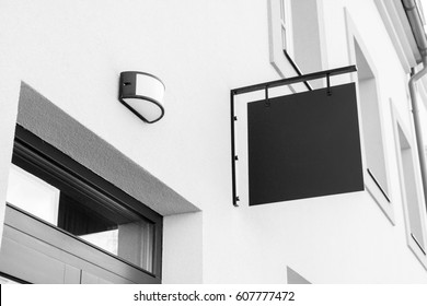 Black And White Picture Of Empty Outdoor Business Signage Mockup To Add Company Logo