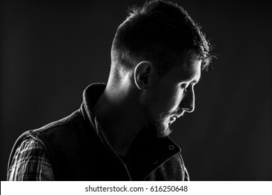 Black And White Picture Of Man's Profile