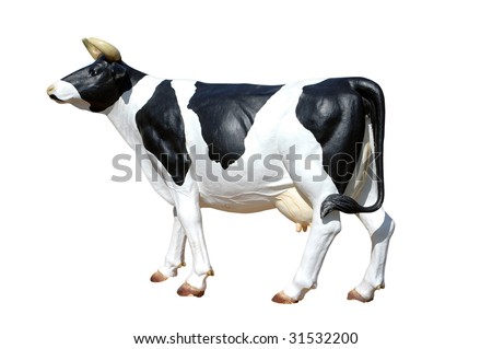 black and white plastic Cow on white background
