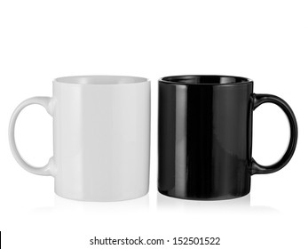 Black and white porcelain coffee cup