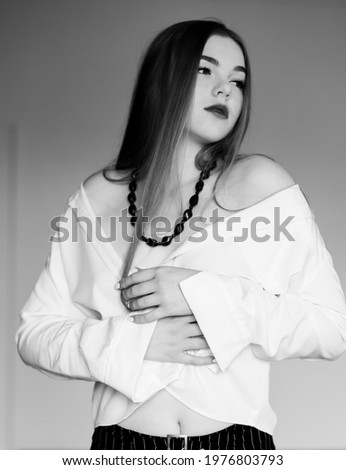 black and white portrait of a beautiful girl model