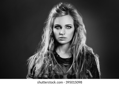 Black & White Portrait Of A Charismatic Female Rocker