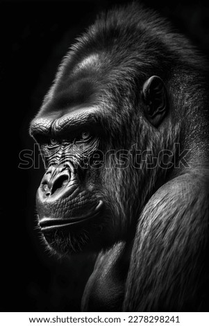 Black and white portrait of gorilla