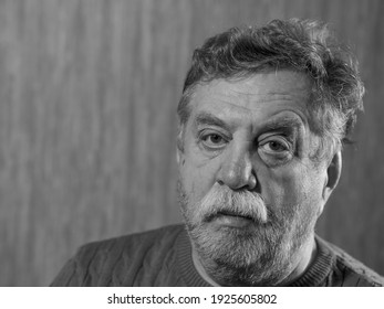 Black And  White Portrait Of Senior Caucasian Man