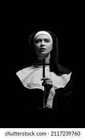 Black White Portrait Young Nun On Stock Photo 2117239760 | Shutterstock