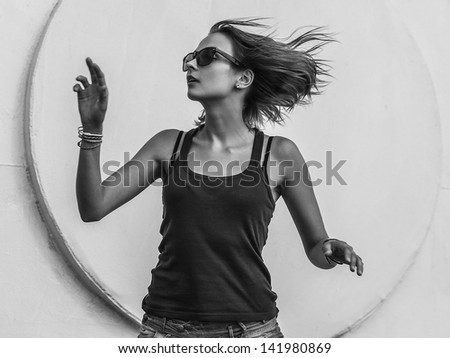 Similar – Image, Stock Photo JUMP INTO SUMMER Joy