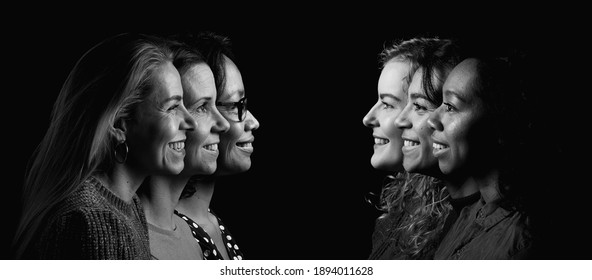 Black and white portraits of different people