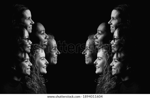 Black and white
portraits of different
people