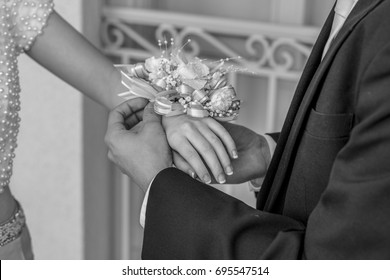 Black And White Prom Corsage. 