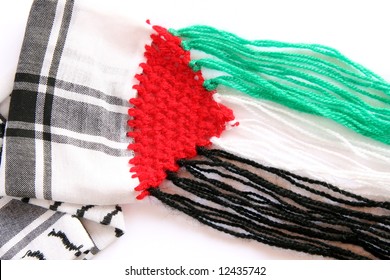 Black And White Scarf With Palestinian Flag