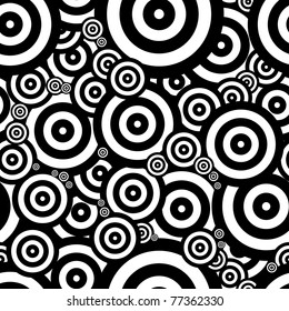 Black And White Seventies Inspired Psychedelic Retro Pattern