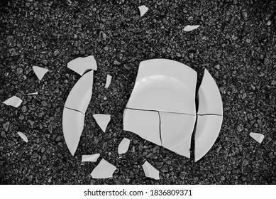 Black And White Shattered Plate