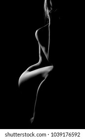black and white silhouette of female body art photography