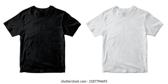 Black and white small t-shirt isolated on white background. - Shutterstock ID 2187794693