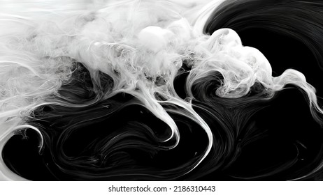 Black and white smoke in 4k, background texture, abstract heavy dense smoke, silky smooth backdrop, abstract high definition fog - Shutterstock ID 2186310443