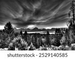 Black and white snake river valley of Grand Teton National Park