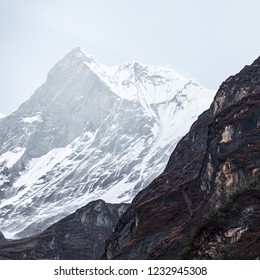 Black and white snow mountain in Nepal - Powered by Shutterstock