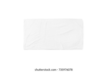 Black White Soft Beach Towel Mock Up Isolated. Clear Unfolded Wiper Mockup Laying On The Floor. Shaggy Fur Bath Textured Jack-towel Top View. Domestic Cloth Kitchen Overlay Template Ready For Print..