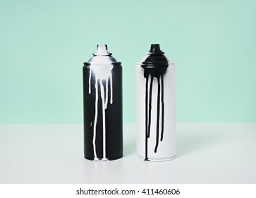 Black And White Spray Paint Bottle