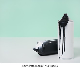 Black And White Spray Paint Bottle