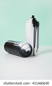 Black And White Spray Paint Bottle