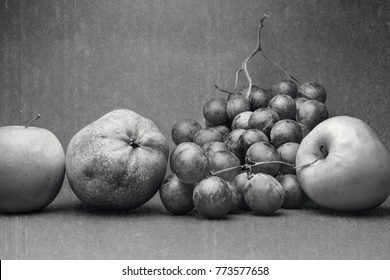 Black And White, Still Life With Autumn Fruit