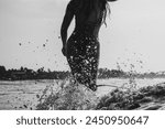 Black and White Surfer on a Longboard in Sri Lanka