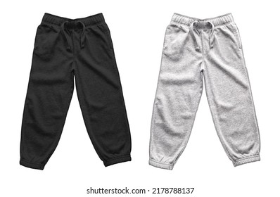 Black And White Sweatpants Isolated On White Background.