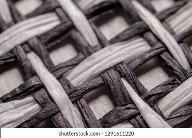 Black and white textile pattern background. Macro close-up photography.