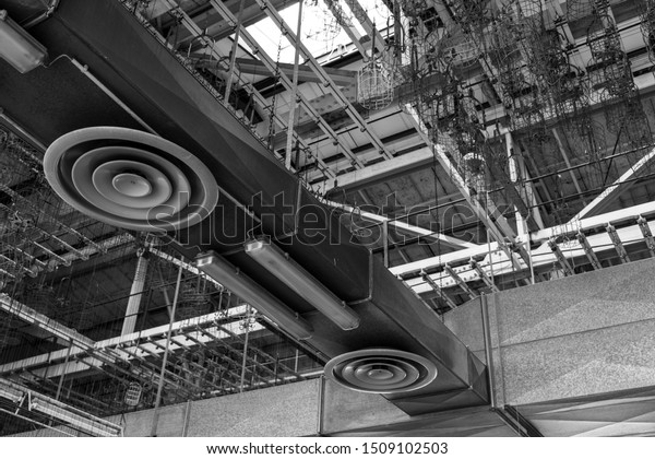 Black White Tone Low Angle Interior Buildings Landmarks