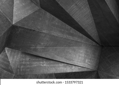 Black and White tone and mood, Detail of concrete ceiling with abstract geometric patterns of brutalist architecture church in Cologne, Germany.  - Powered by Shutterstock