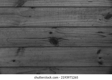 Black And White Top Of Grungy Textured Wooden Floorboards.