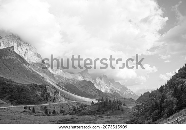 black and white travel in Dolomites alps Italy
holidays and trekking
