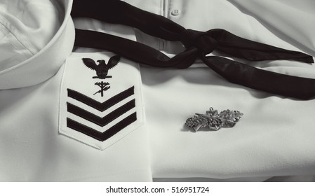 Black And White US Navy Uniform Photograph