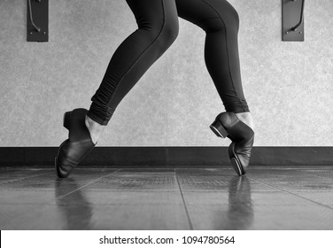 Black And White Version Of Tap Shoe Toe Stand In Tap Class