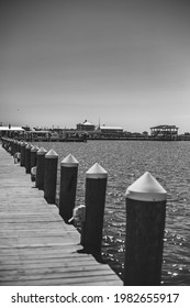 Black And White View Of Crisfield Maryland, Landscape. 