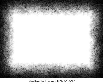 Black And White Wall Grunge Background With Dark Frame Vignette.