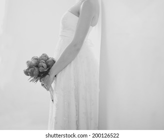 Black and white wedding picture. Young bride. - Shutterstock ID 200126522