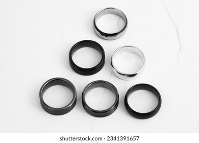 Black and white wedding ring image. Jewelry image that will increase sales. Jewelry image that can be used for banner, e-commerce, online sales, social media, printing. - Powered by Shutterstock