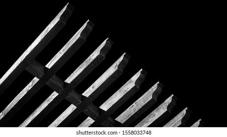 A Black And White Wooden Awning.